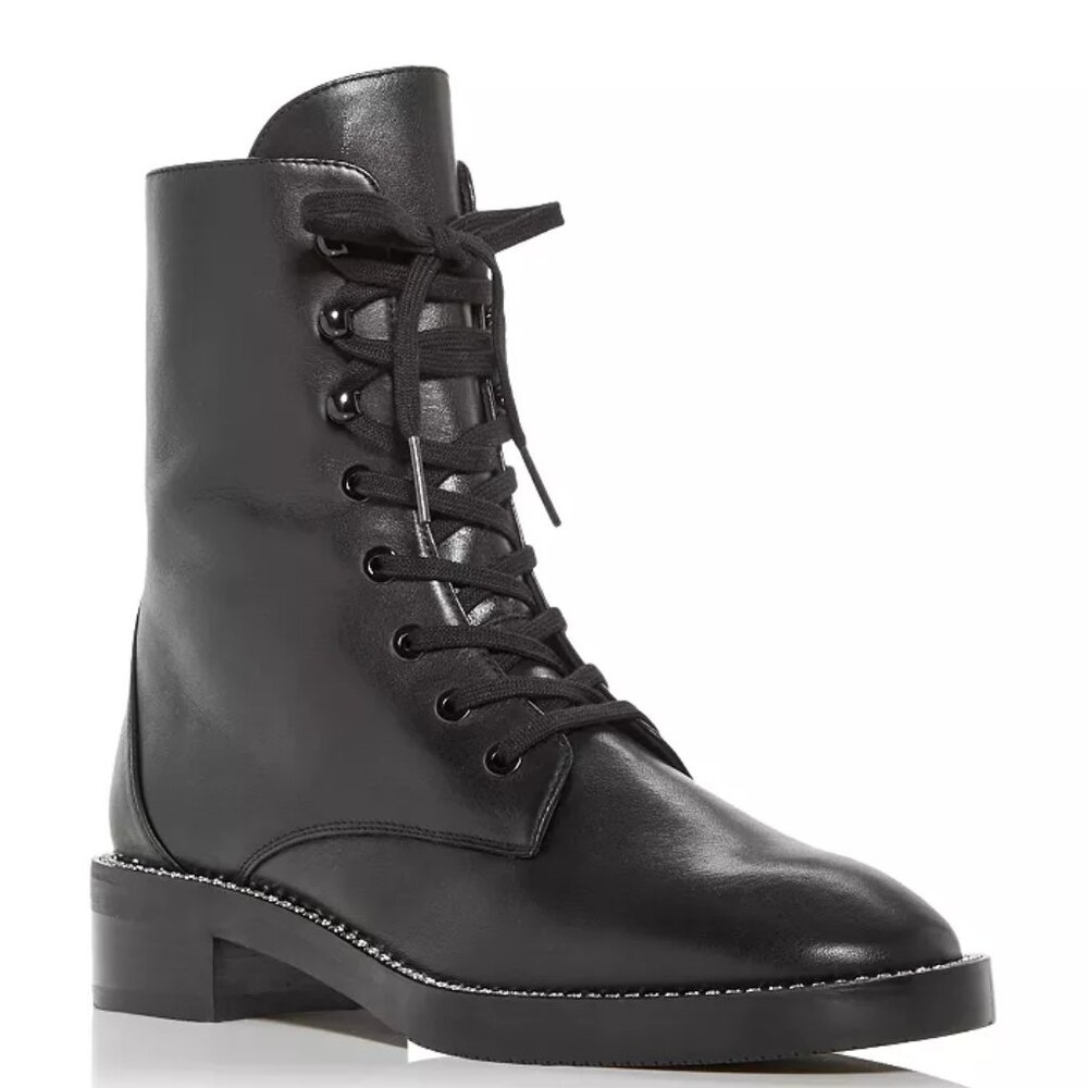 Stuart Weitzman Women's Sondra Shine Embellished Combat Boots size 6
